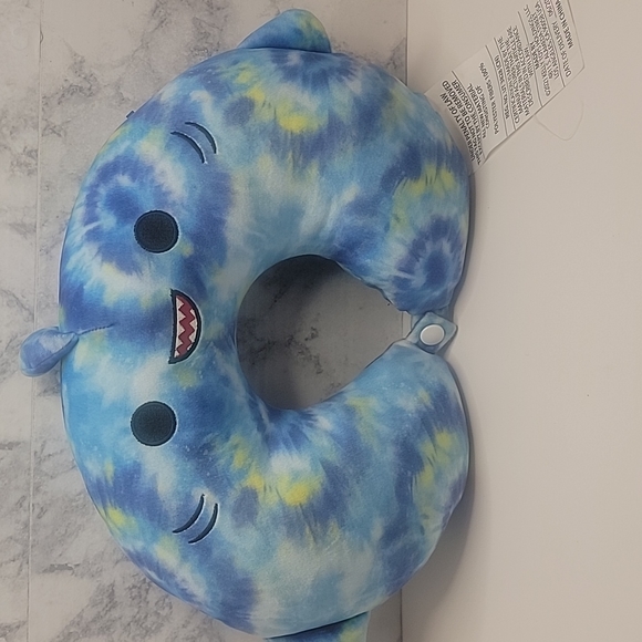 Squishmallows Toys Blue Squishmallow Luther The Shark Neck Pillow Tye Fie Blue Poshmark